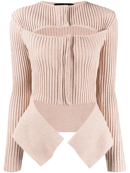 Ribbed Double-Layer Cardigan