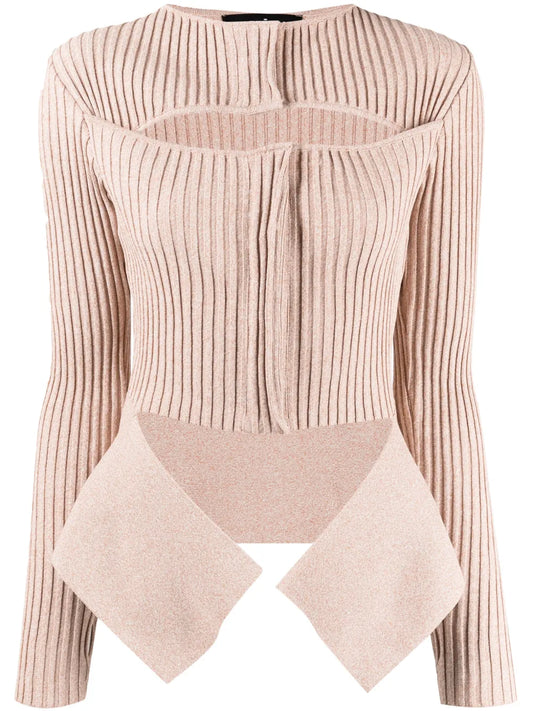 Ribbed Double-Layer Cardigan