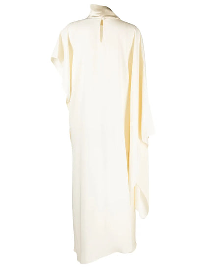 Attached-Scarf Asymmetric Kaftan Dress