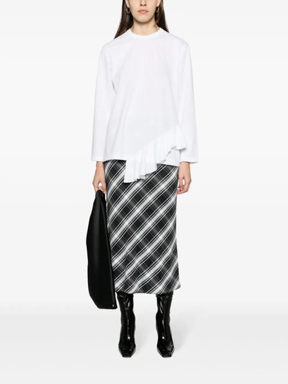 Ruffle-Detail Round-Neck T-Shirt