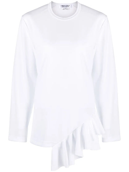 Ruffle-Detail Round-Neck T-Shirt