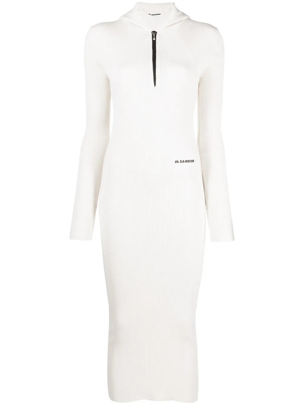 Ribbed-Knit Hooded Midi Dress