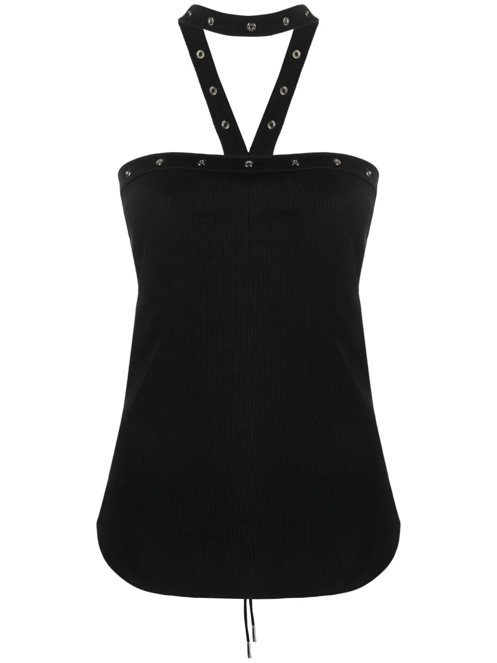Halterneck Ribbed Cotton Tank Top