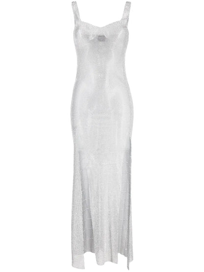 Rhinestone-Embellished Sleeveless Maxi Dress