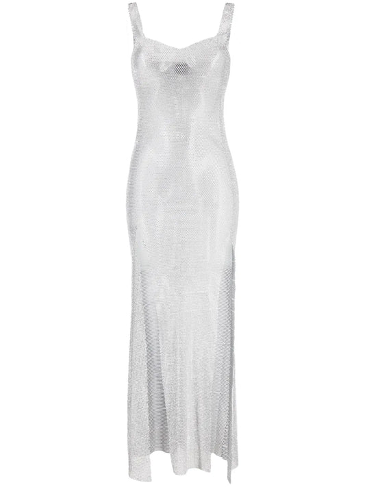 Rhinestone-Embellished Sleeveless Maxi Dress