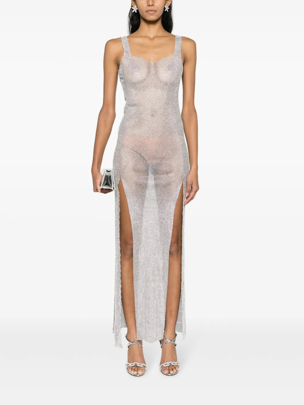 Rhinestone-Embellished Sleeveless Maxi Dress