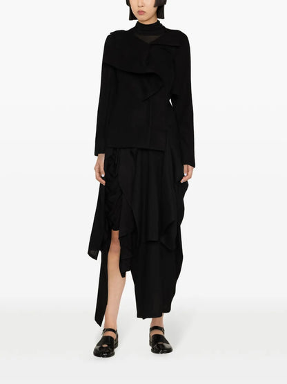 Ruffle-Detail Asymmetric Coat
