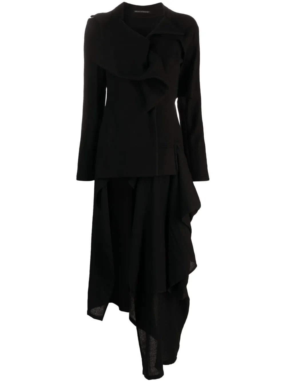 Ruffle-Detail Asymmetric Coat