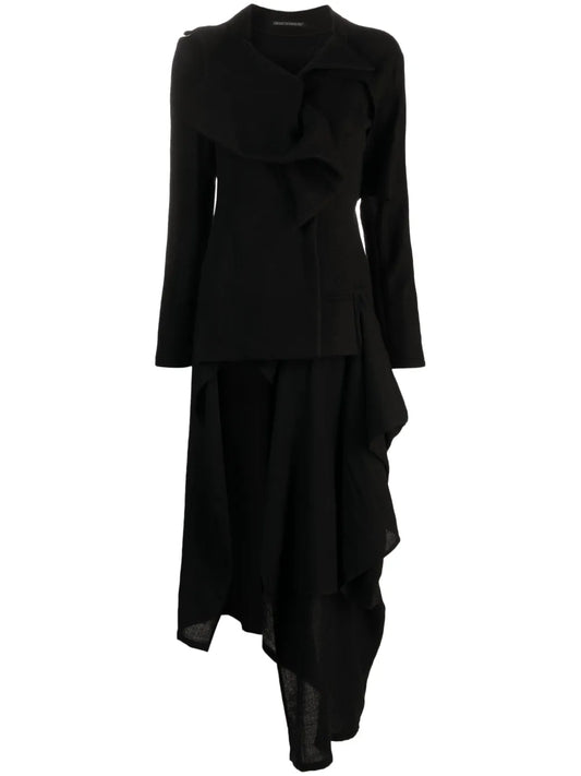 Ruffle-Detail Asymmetric Coat