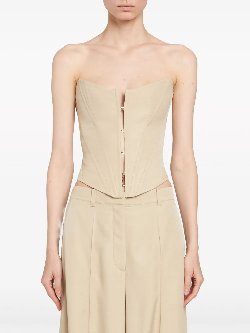 Panelled Corset-Style Strapless Top