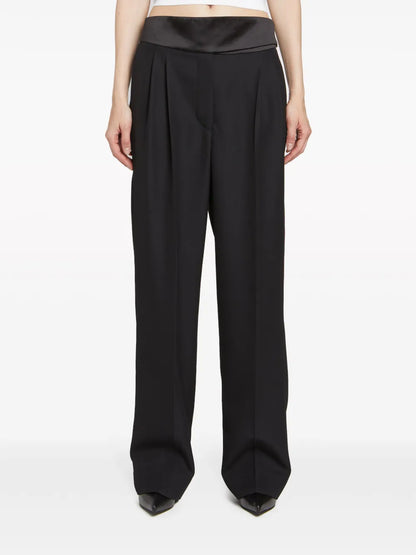 Wide-Leg Tuxedo Wool Trousers