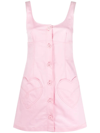 Heart-Motif Stretch-Cotton Midi Dress