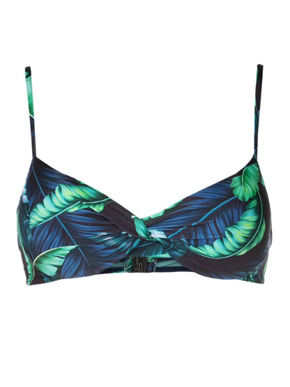 Cassis Leaf-Print Bikini Top