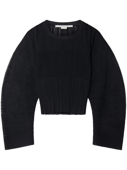 Fine-Knit Plissé-Effect Top
