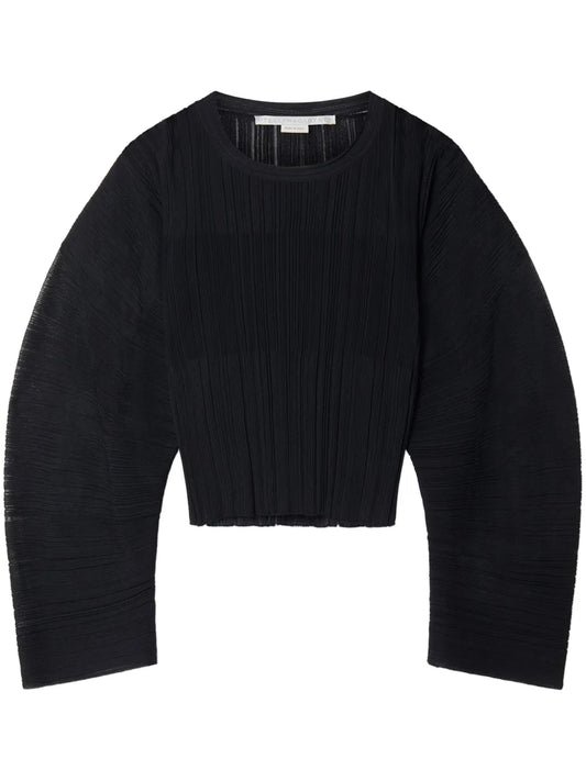 Fine-Knit Plissé-Effect Top