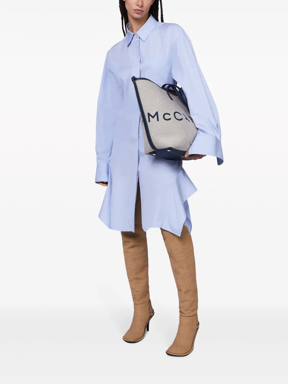 Banana-Sleeve Cotton Shirt Dress