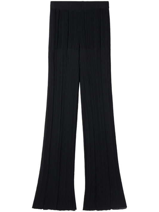 Straight-Leg Plissé-Effect Trousers