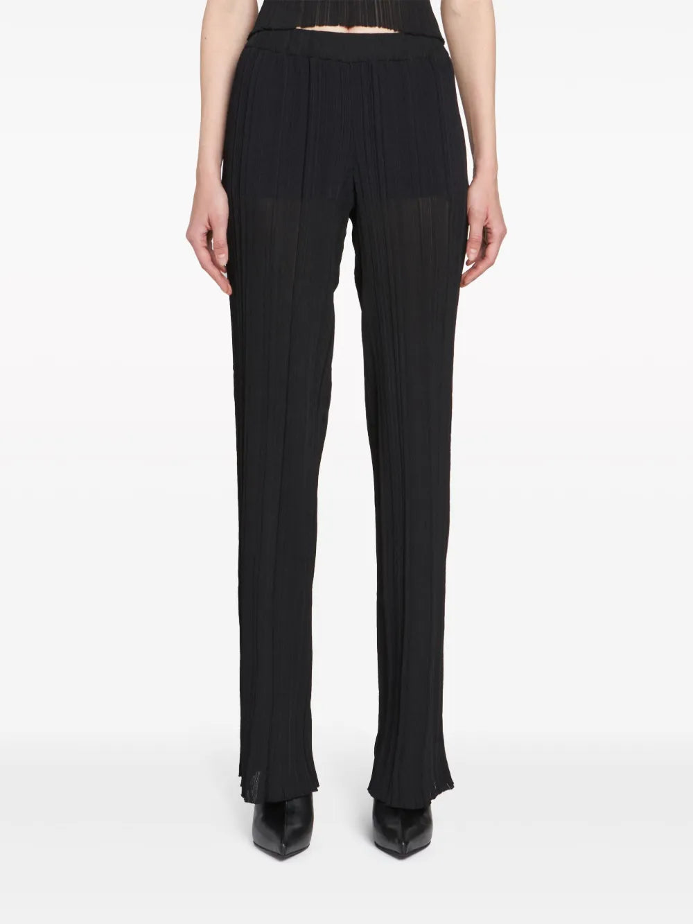 Straight-Leg Plissé-Effect Trousers