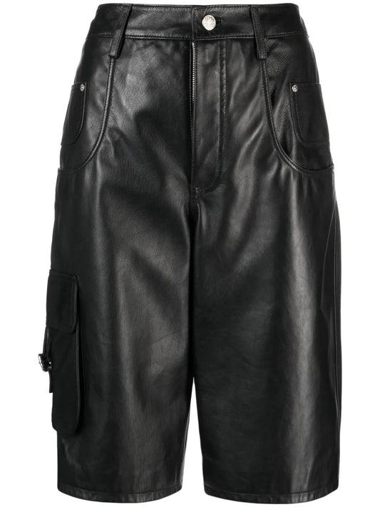 Knee-Length Leather Shorts