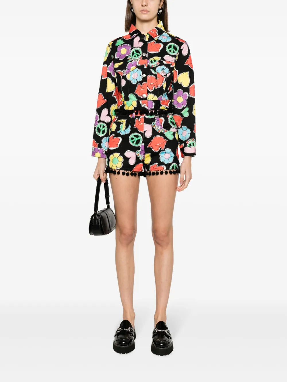 Graphic-Print Cropped Jacket