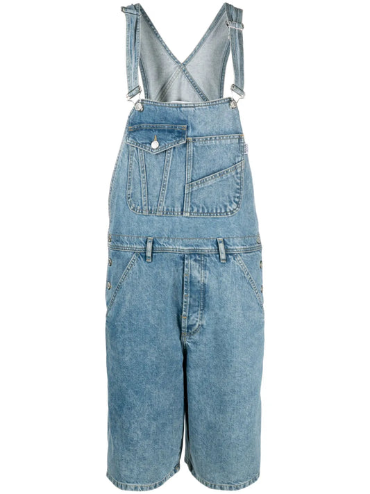 Wide-Leg Denim Dungarees