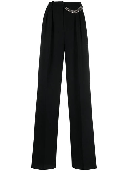 Chain-Detail Wide-Leg Trousers