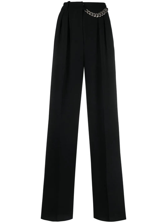 Chain-Detail Wide-Leg Trousers