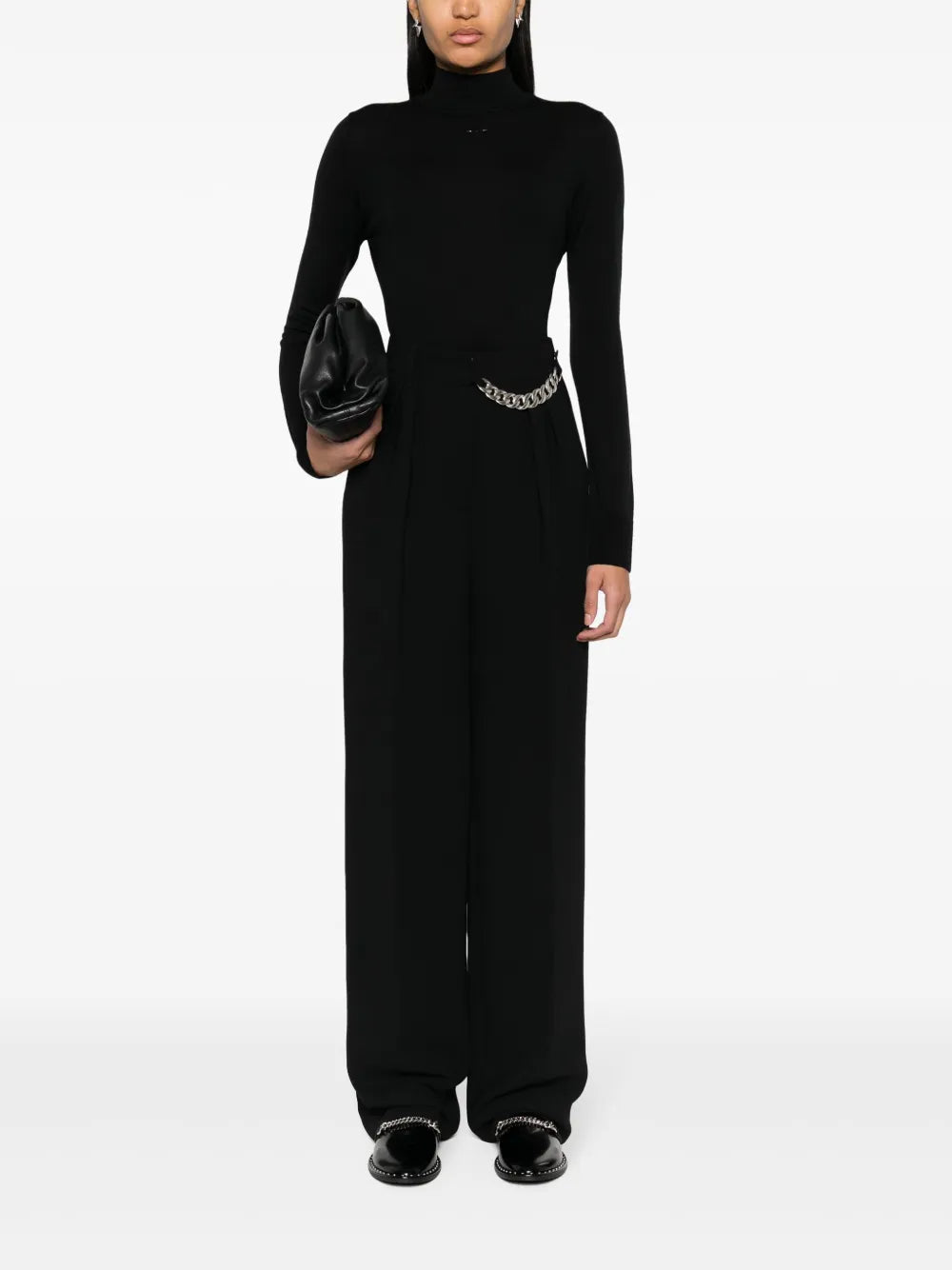 Chain-Detail Wide-Leg Trousers