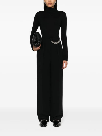 Chain-Detail Wide-Leg Trousers