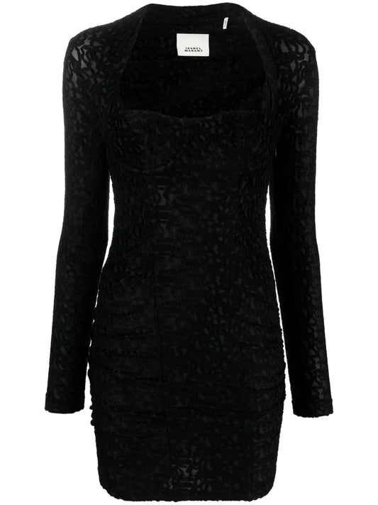 Dilia Lace-Embroidered Long-Sleeve Minidress