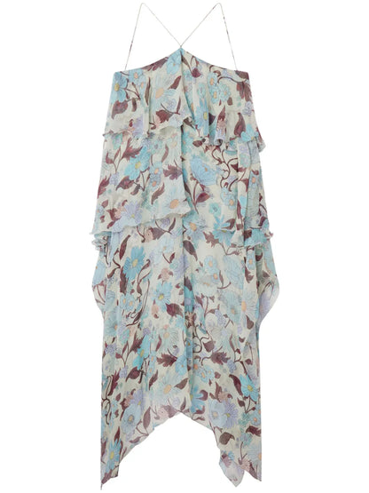 Lady Garden-Print Silk Chiffon Dress