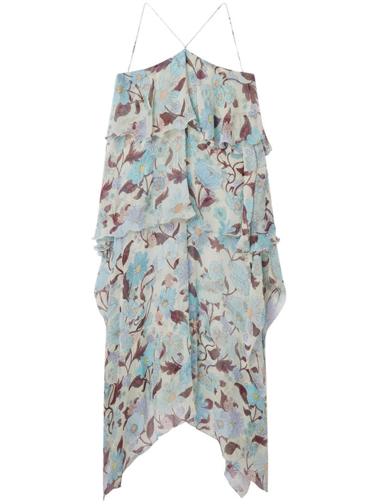 Lady Garden-Print Silk Chiffon Dress