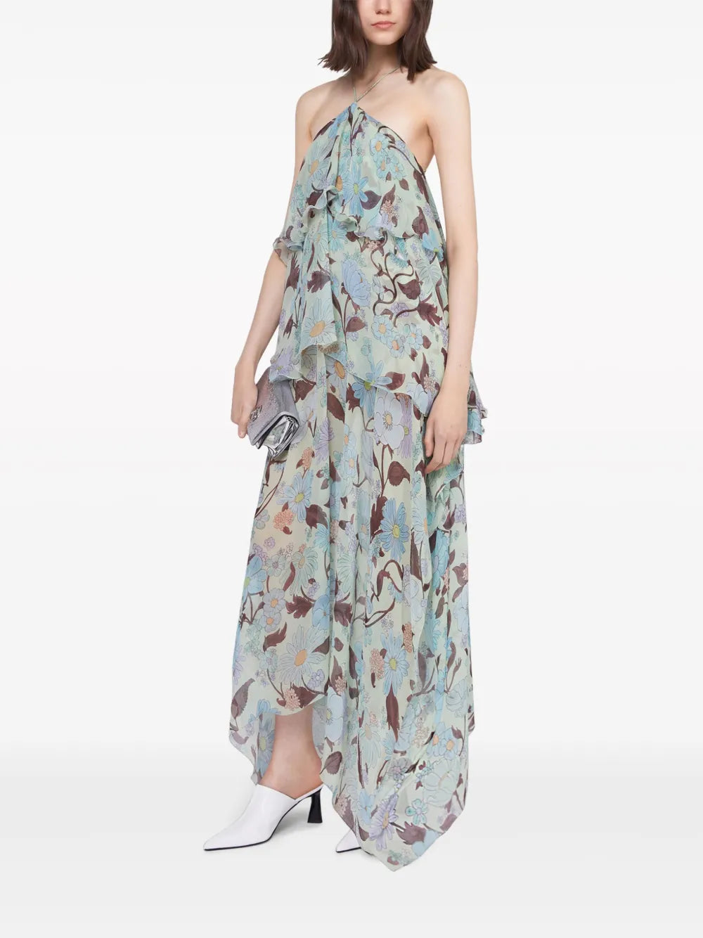 Lady Garden-Print Silk Chiffon Dress