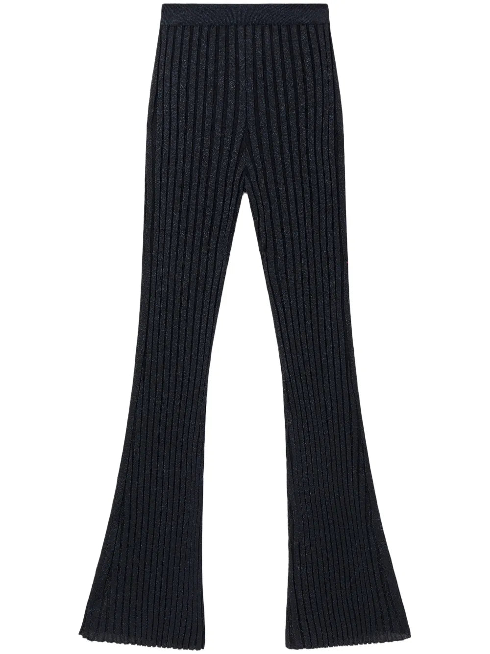 Lurex Ribbed-Knit Straight-Leg Trousers