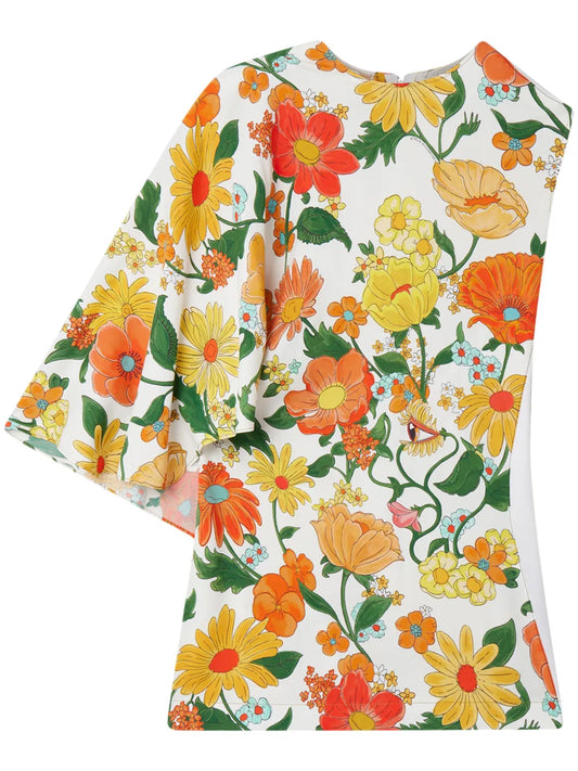 Lady Garden-Print One-Shoulder Top