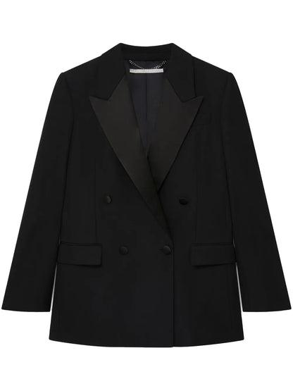 Tuxedo Satin-Lapels Wool Blazer
