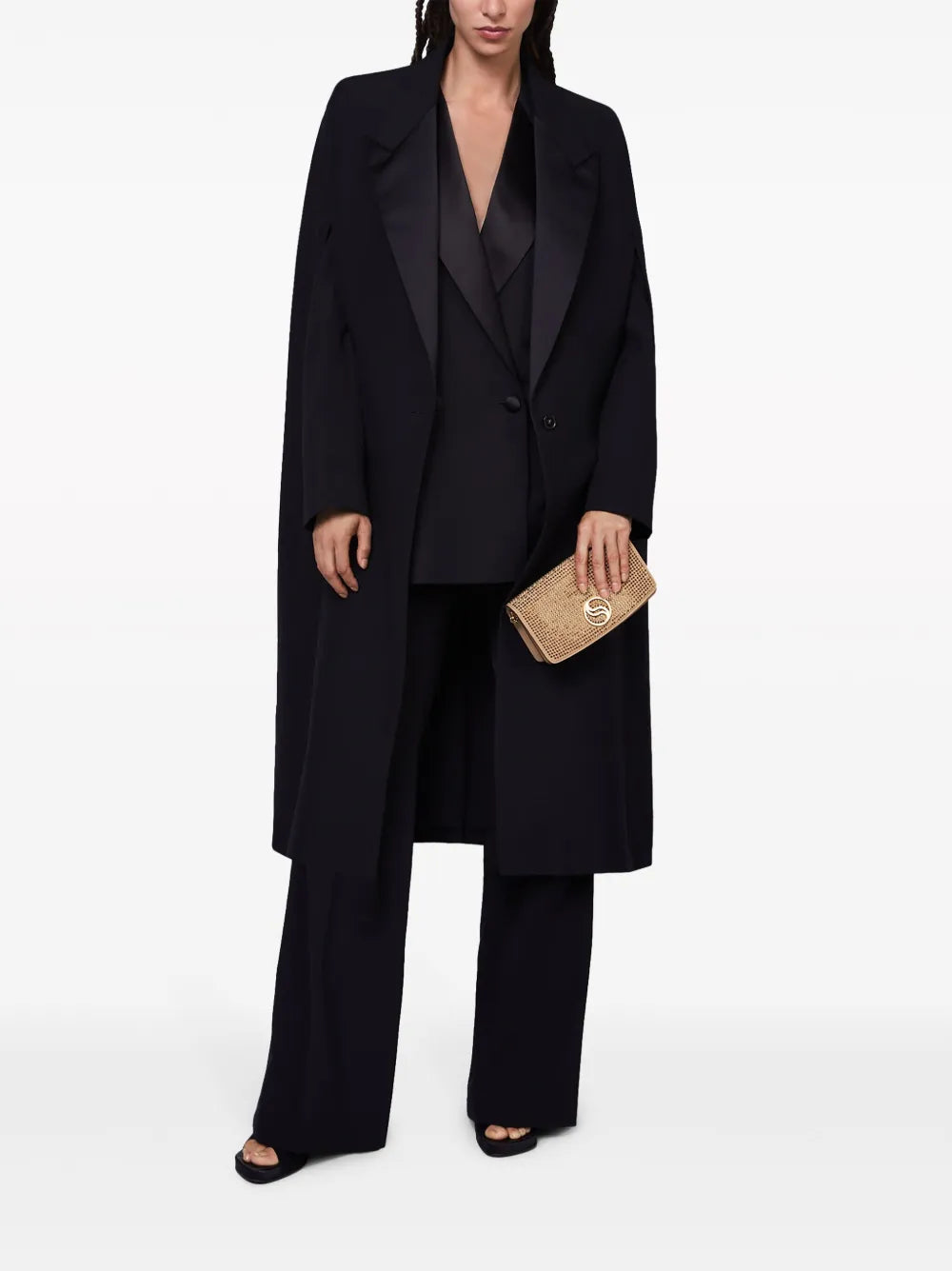 Peak-Lapels Wool Cape