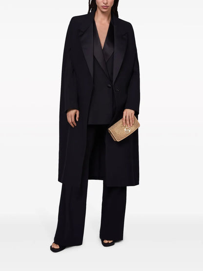 Peak-Lapels Wool Cape