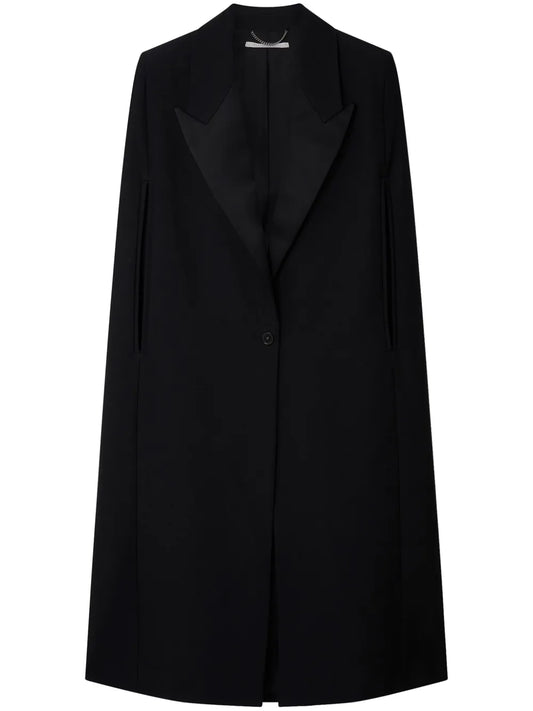 Peak-Lapels Wool Cape