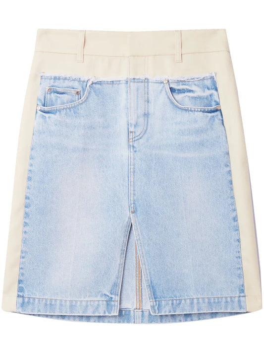 Two-Tone Panelled Denim Skirt