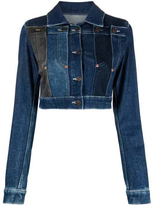 Pointed-Flat Collar Cotton-Blend Jacket