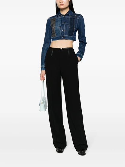 Pointed-Flat Collar Cotton-Blend Jacket