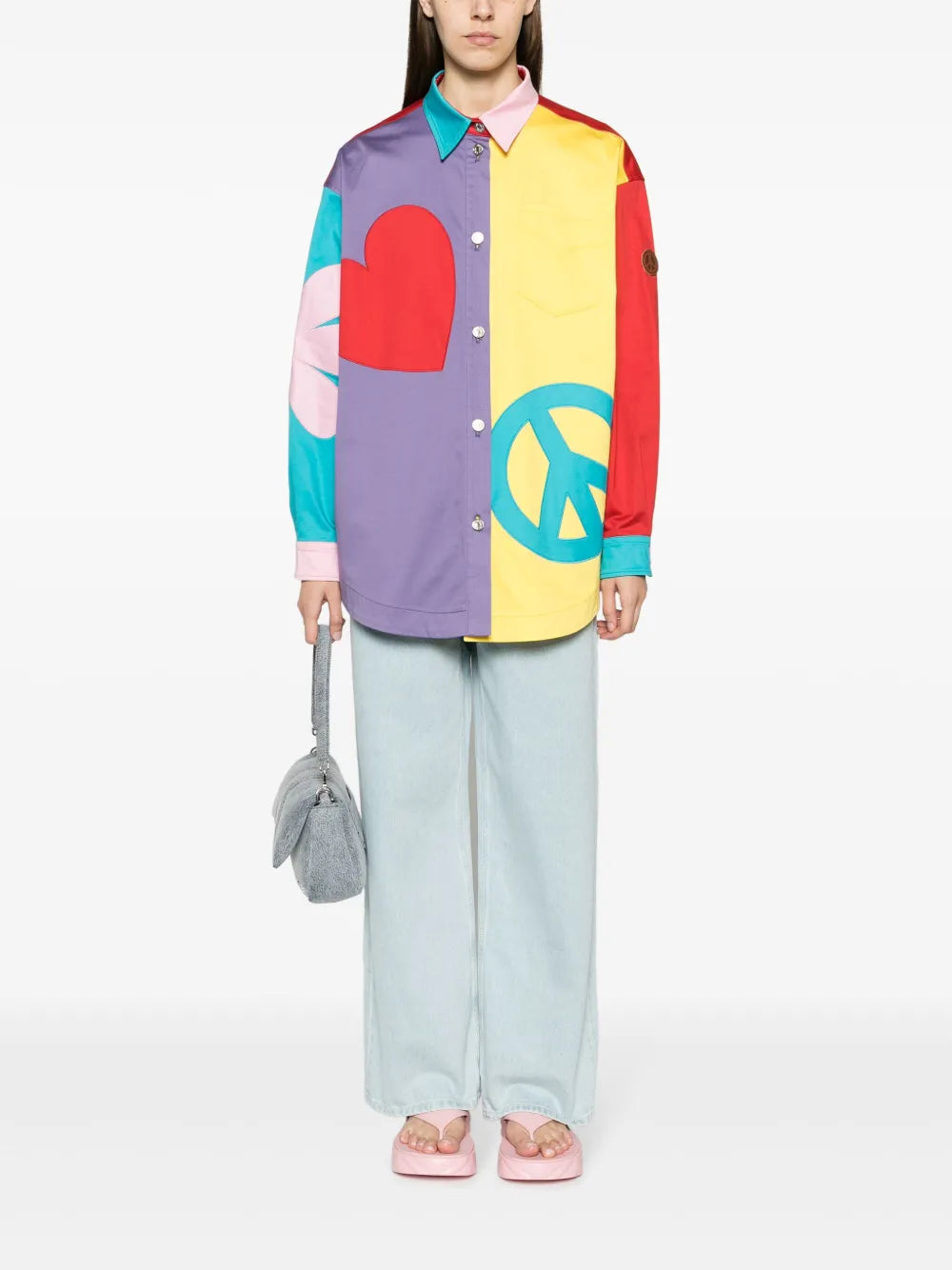 Graphic-Print Panelled Shirt