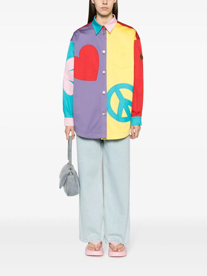 Graphic-Print Panelled Shirt