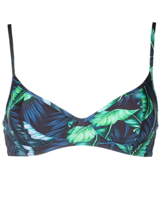 Fiji Leaf-Print Bikini Top