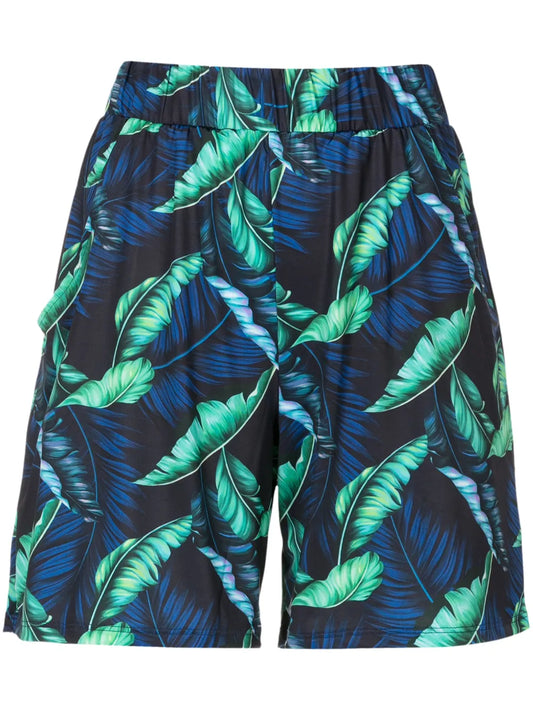 Iara Leaf-Print Mini Shorts