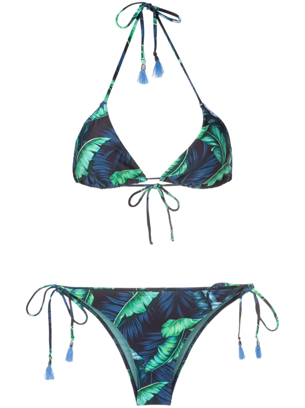 Maya Leaf-Print Triangle Bikini