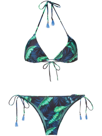 Maya Leaf-Print Triangle Bikini