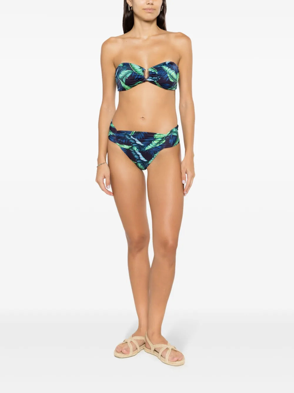 Jasper Leaf-Print Bikini Bottoms