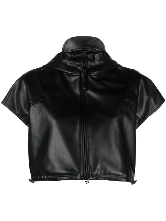 Straight Seams Hooded Cropped Jacket